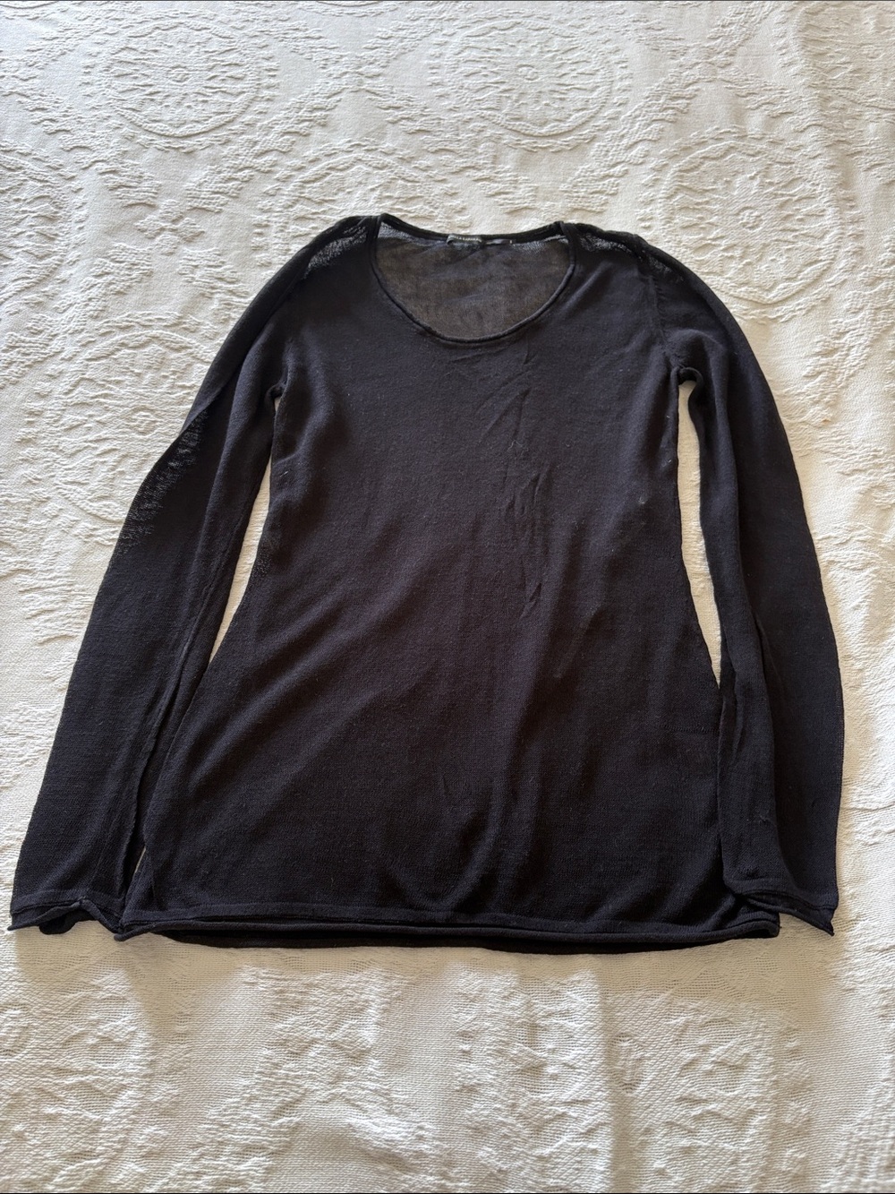 Stella Carakasi Sheer Classic Black Long-Sleeve Women's Top EUC S